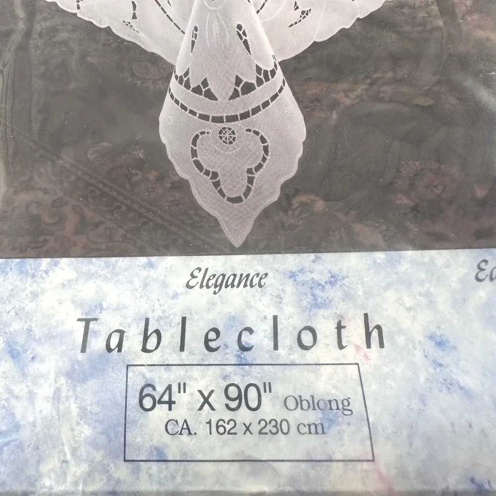 VTG Vynet Cutwork Vinyl Lace‎ Tablecloth 64x90 Cambridge NOS Cottagecore Chateau